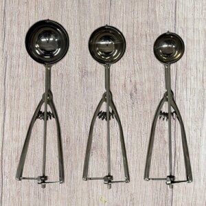 Inox Edelstahl Rostfrei Stainless #18/8 Squeeze 3 Ice Cream Spring Scoops Set